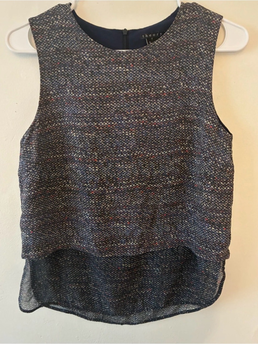 Theory Navy Multicolor Sleeveless Shirt